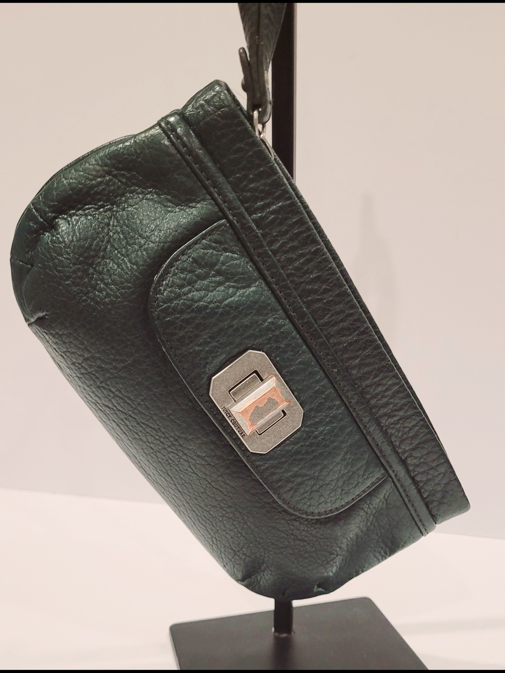 Juicy Couture Vintage Dark Green Leather Wristlet Clutch